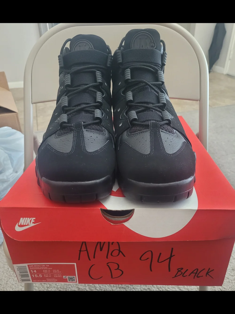 Nike Air Max 2 CB 94 Black Men’s Basketball Sneaker Size 14